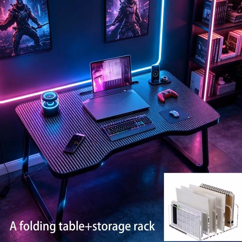 Elzusha - Set di 2 Tavoli Pieghevoli per Gaming