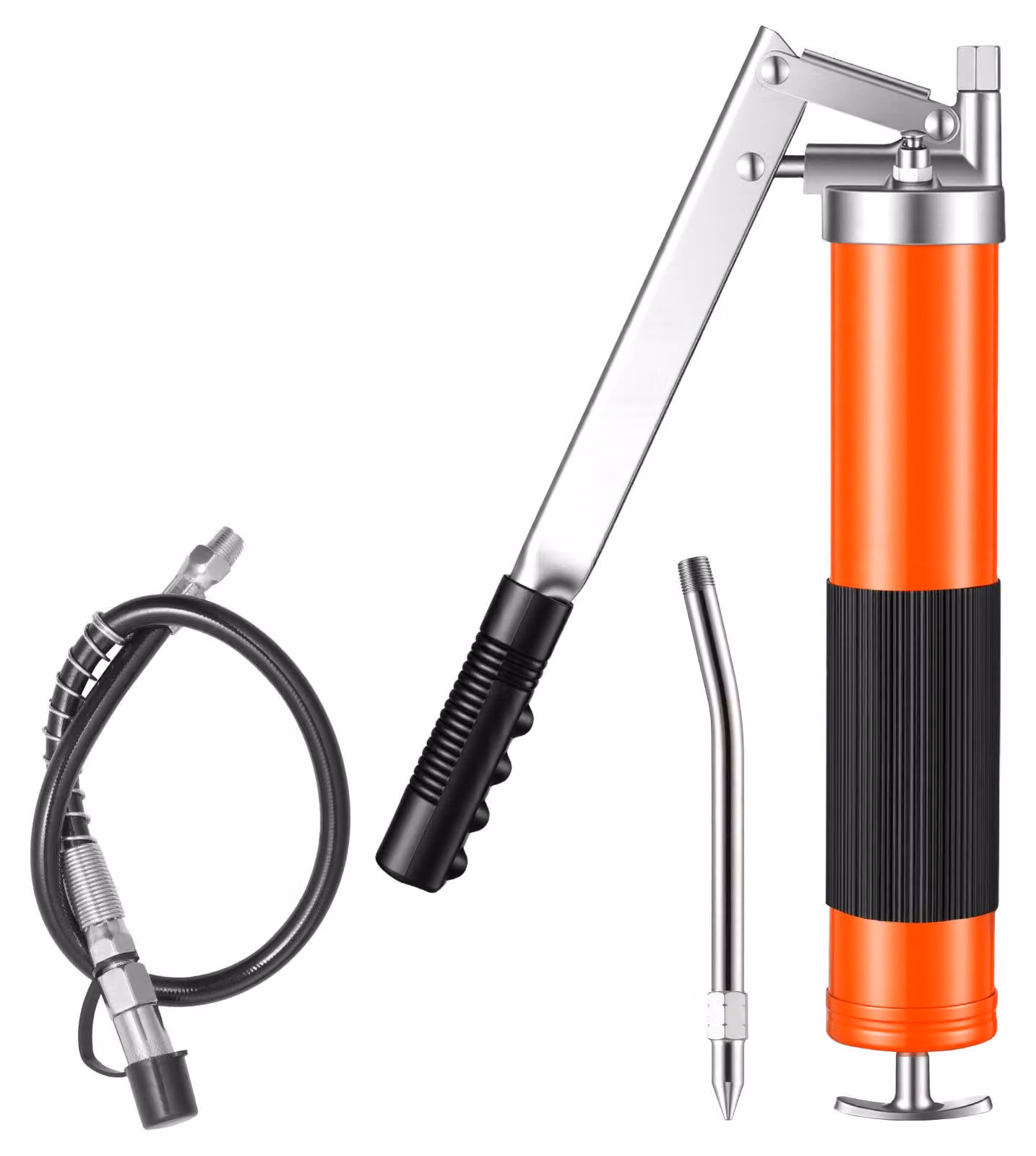 SucceBuy: pompa per grasso con pressione di 689 bar, set di lubrificatori a pistola con capacità di 0,4 L, pompa manuale per grasso comprensiva di tubo flessibile da 45,7 cm, prolunga e ugello di precisione per veicoli e nautica