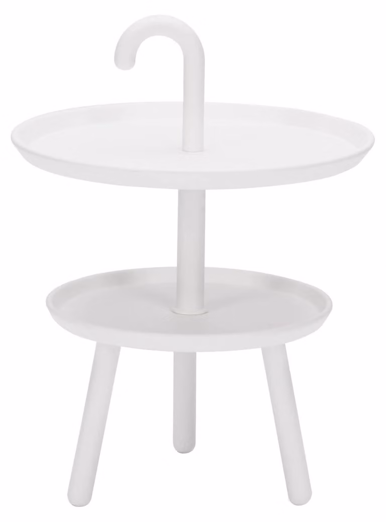 Tavolino da Giardino Ø41x55 cm 2 Ripiani in Polipropilene Bianco