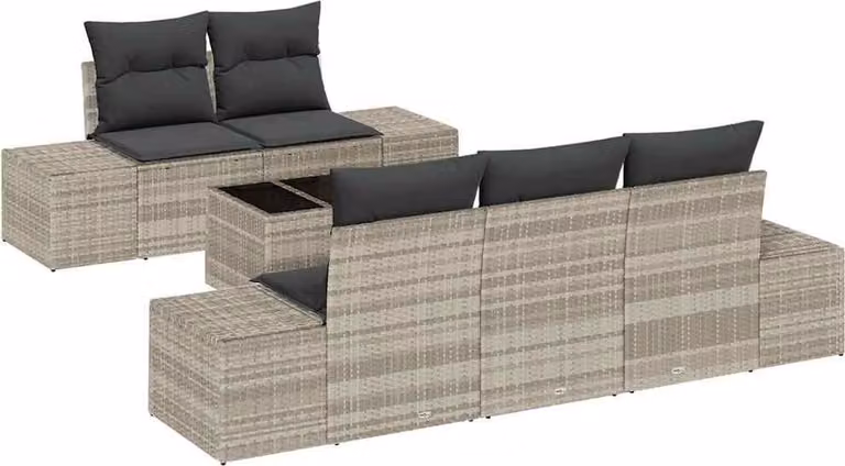 Set Divano da Giardino 6 pcs Grigio chiaro polyrattan