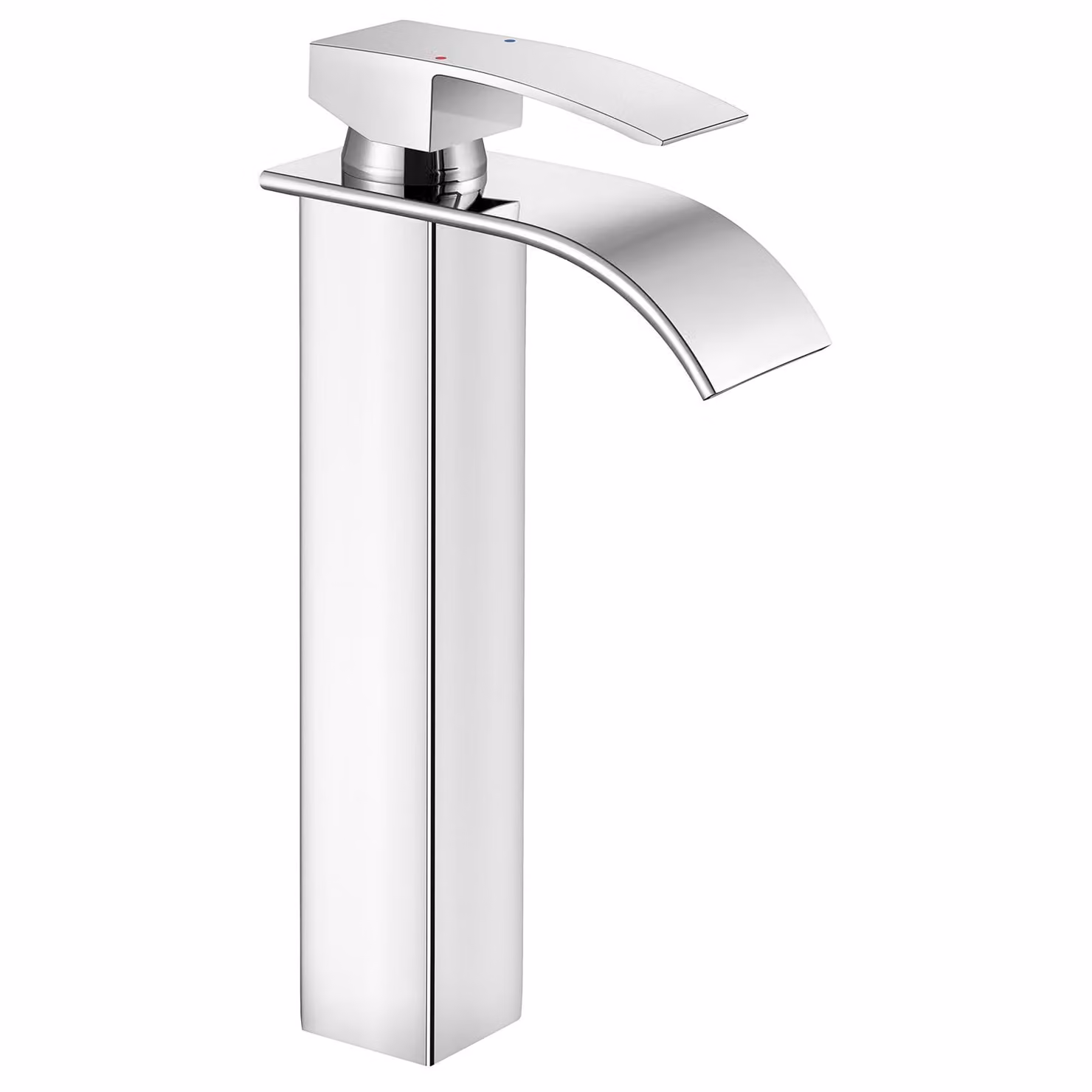 Rubinetto per lavabo, bocca a cascata, struttura in acciaio inossidabile, cromato, G3/8