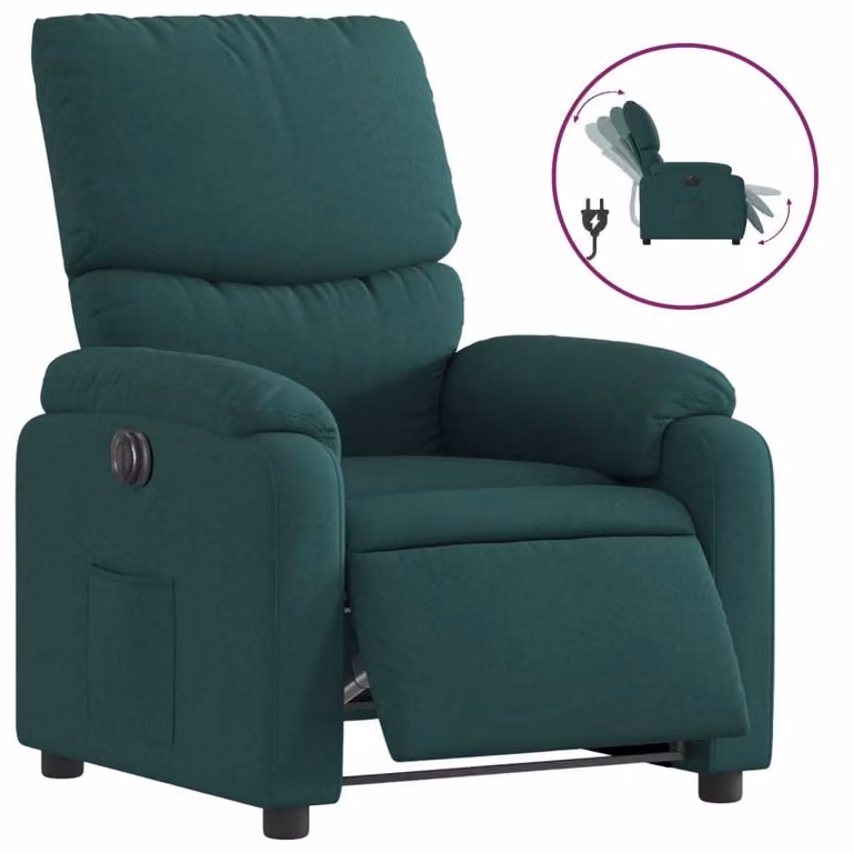 Poltrona Elettrica Reclinabile Verde Scuro in Tessuto