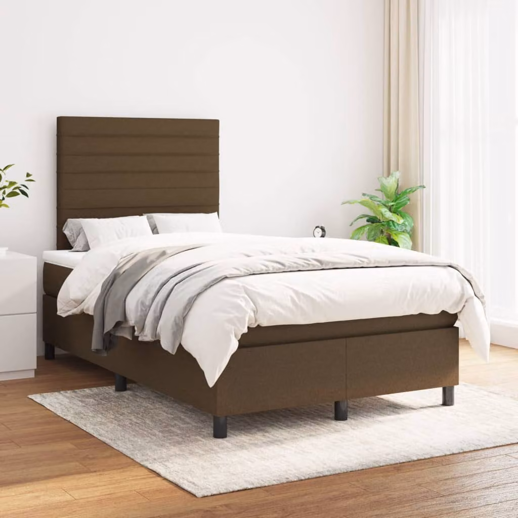 vidaXL Letto Ibrido con Giroletto a Molle e Materasso a Tasche, Marrone e Bianco, L/P/H: 120 x 200 x 40 cm
