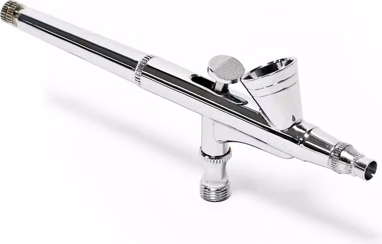 Pistola per aerografo Wiltec tipo 135 con funzione a doppia azione, ugello Ø 0,3 mm, tazza di vernice da 2 ml, pipetta, adattatore per modellismo, nail art ecc.