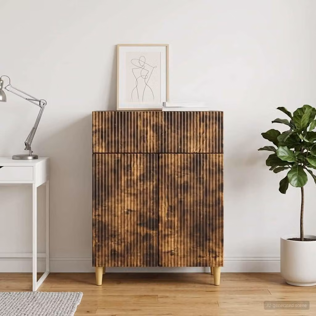 Credenza moderna vidaXL in legno ingegnerizzato color rovere fumo, L 66 x P 34,5 x H 90 cm