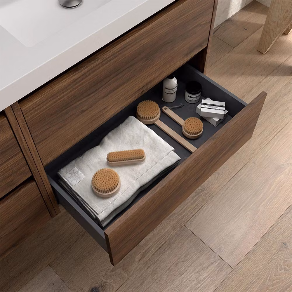 Mobile bagno sospeso Gaya noce maya con lavabo ad incasso L: 70 cm, P: 45 cm, H: 54 cm – 2