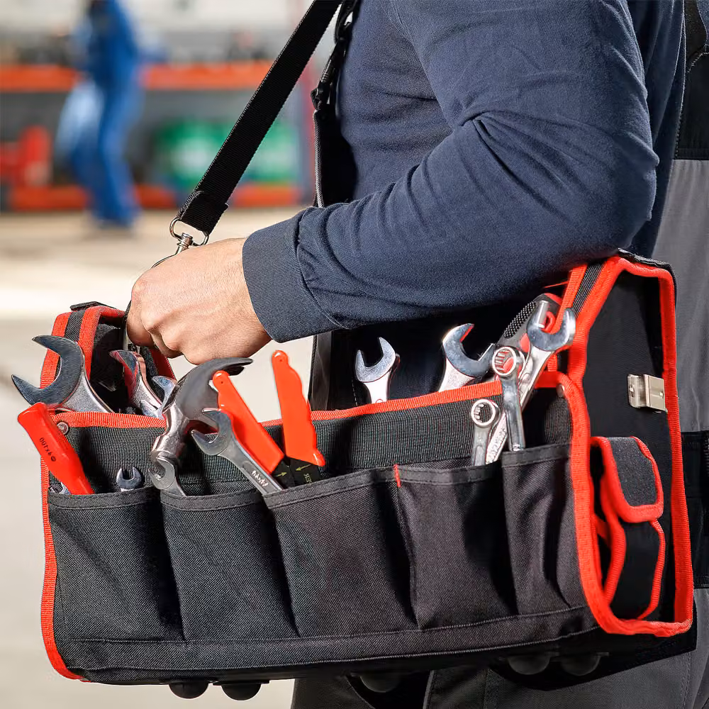 Borsa per attrezzi Monzana in poliestere rossa e nera L: 33 cm, H: 25 cm, P: 18,5 cm – 3