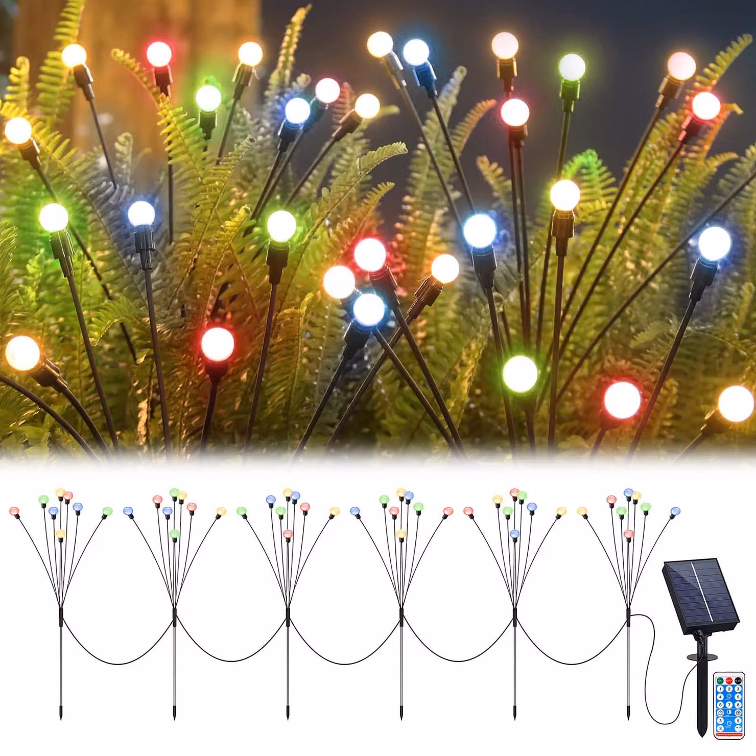 Luci da giardino solari, confezione da 6 pezzi, 8 LED, 8 modalità, impermeabili