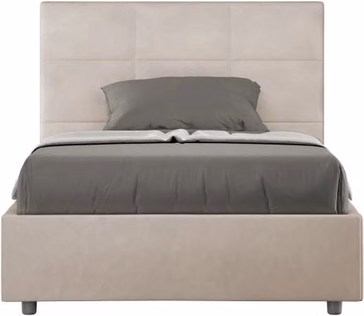 Letto imbottito con contenitore Ityhome Mika in microfibra, colore sabbia, L/P/H: 120 x 200 cm