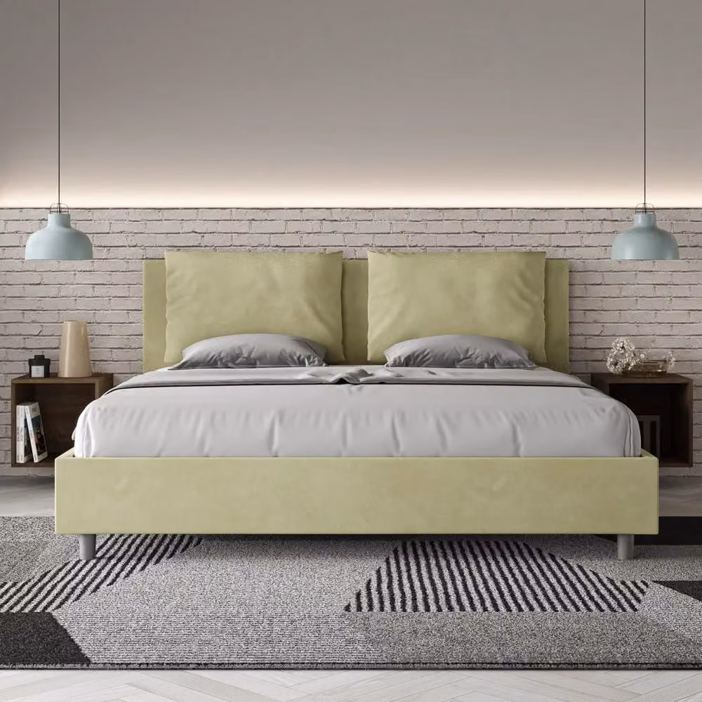 Letto Contenitore Moderno GIORDANOSHOP in Tessuto Verde L/P/H: 200 x 110 x 215 cm – 2