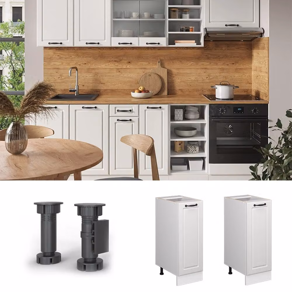 Armadio dispensa da cucina Vicco R-Line Bianco rustico con ante a battente e portabottiglie, L: 30 cm, H: 181,6 cm, P: 46 cm – 2