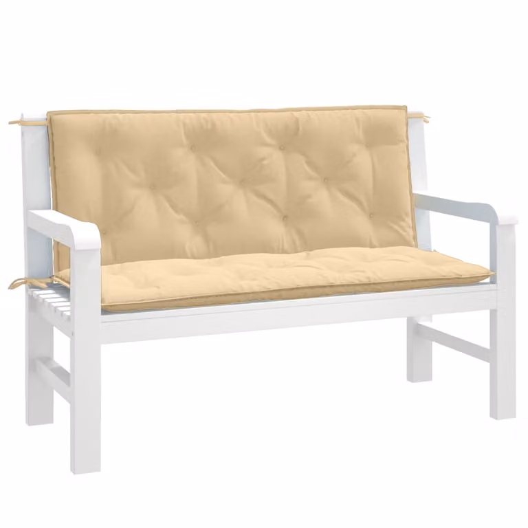 Set di 2 cuscini per panca da giardino vidaXL in tessuto beige mélange, L 120 cm x P 50 cm x H 7 cm