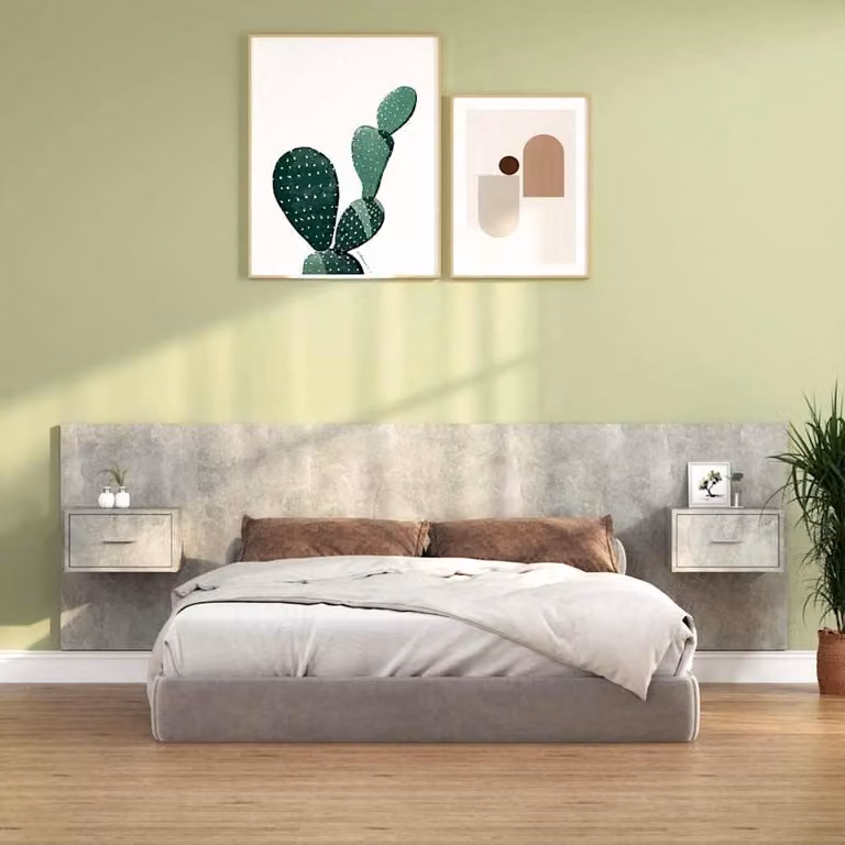 vidaXL Testiera Letto con Comodini Integrati in Legno Multistrato Grigio Matt