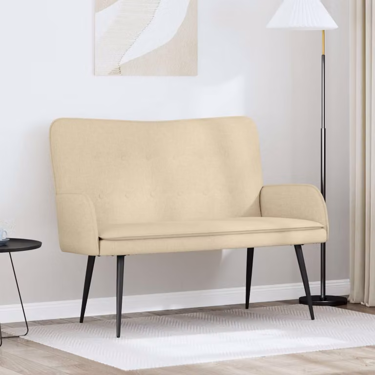 vidaXL Divano a 2 Posti Moderno in Tessuto Beige L: 115 cm, P: 61 cm, H: 87 cm