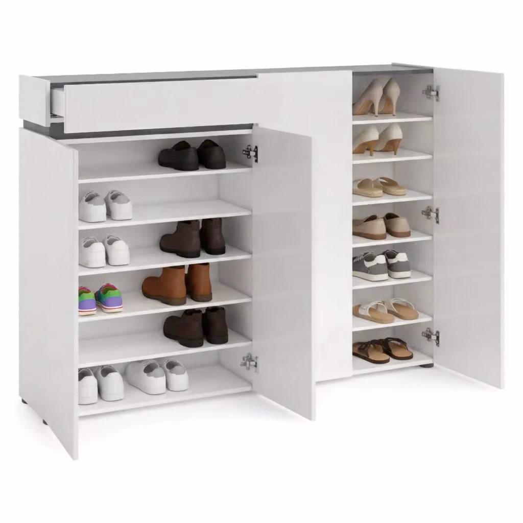 Scarpiera Moderna DMORA con Ante Soft Close, Disponibile in Bianco o Antracite, L/P/H: 160 x 34 x 115 cm – 2