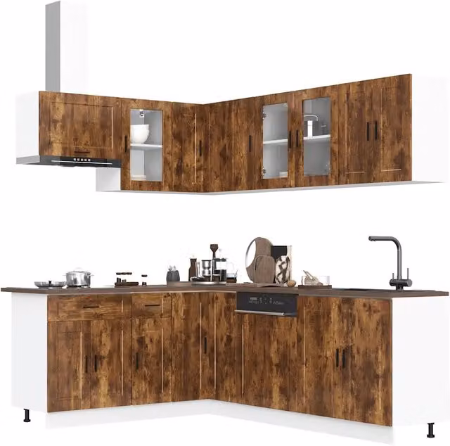 Set Mobili da Cucina Moderno vidaXL in Legno e MDF Colore Marrone con Finitura Opaca