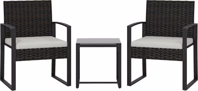 Set bistrot Cipacho in rattan e vetro bianco per giardino, balcone o terrazzo