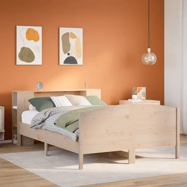 Letto Libreria senza Materasso 135x190 cm in Legno di Pino 3323074