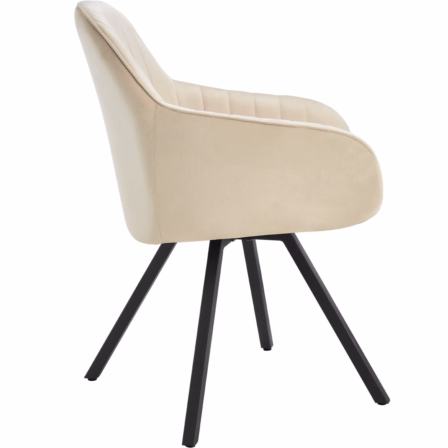 Poltrona girevole Snug TecTake GmbH con braccioli in velluto beige per soggiorno e sala da pranzo – 2