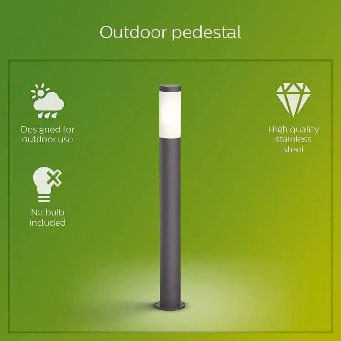 Lampada da esterno Philips Utrecht, antracite, 20 W, acciaio inossidabile, IP44