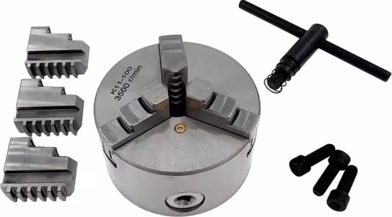 Mandrino per tornio, design a 3 griffe, alta precisione, 100 mm