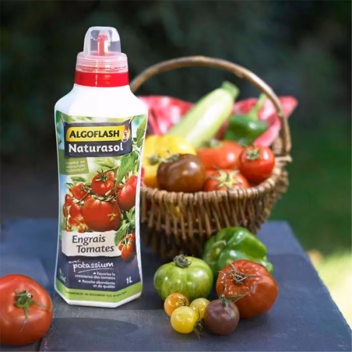 Concime liquido per pomodori ALGOFLASH, 1 L, Prodotto naturale, Utilizzabile in agricoltura biologica