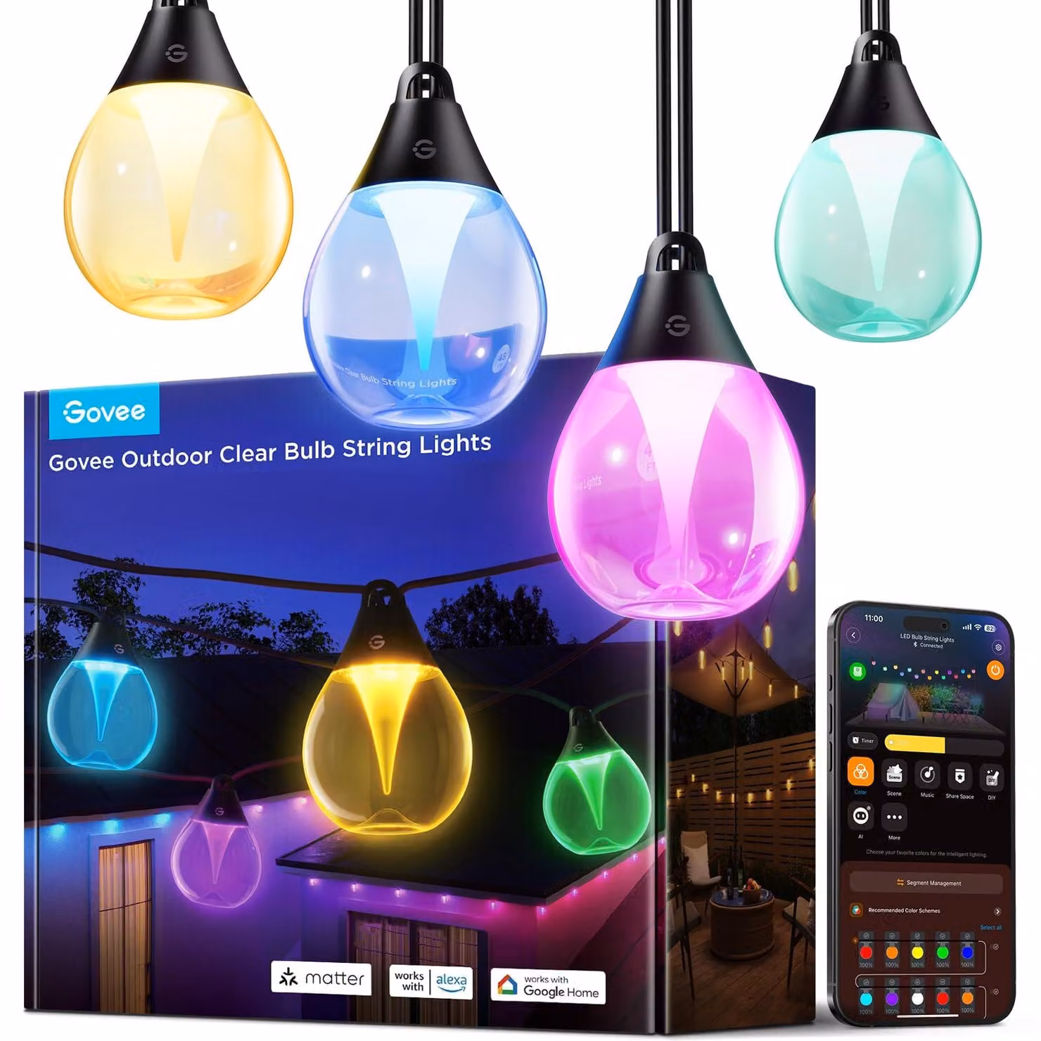 Catena luminosa a LED, 15 metri, RGBWIC, dimmerabile, 1200 lumen, 2700 K