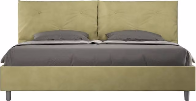 Letto Matrimoniale King Size Appia Large Giordanoshop con Rete Imbottita in Microfibra, Colore Tè Verde, L/P: 200 x 200 cm – 1