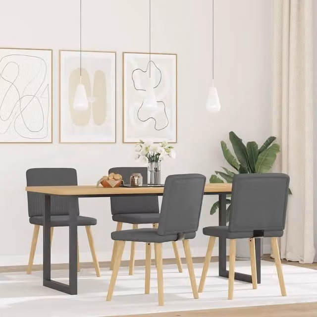 Sedie da Pranzo 4 pz Grigio Scuro in Tessuto 3315298