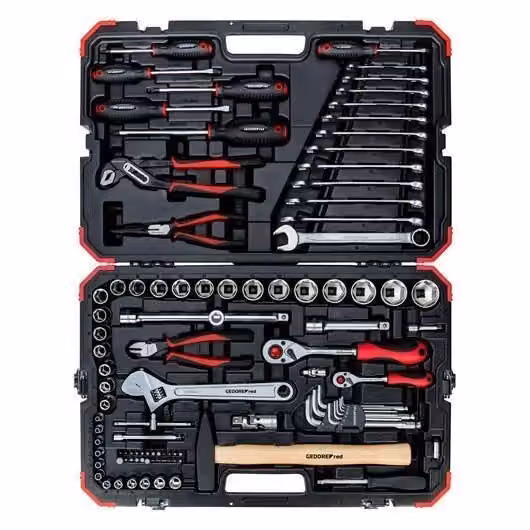 Set di utensili Gedore Red R46003100 composto da 100 pezzi con cricchetto reversibile 1-4'' e 1-2'' in valigetta metallica rossa – 2