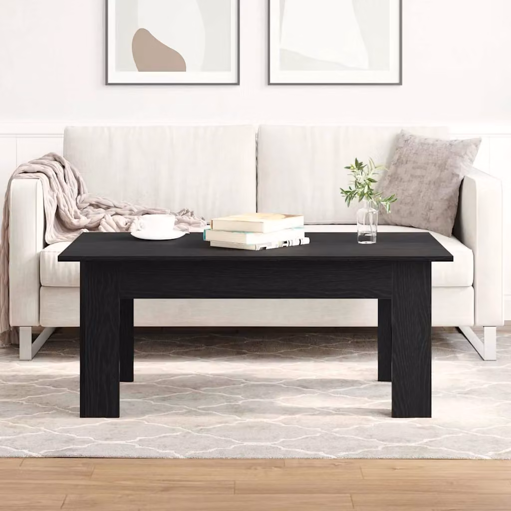 vidaXL Tavolino da salotto rettangolare in legno e MDF, colore nero e marrone, L 100 x P 60 x H 42 cm