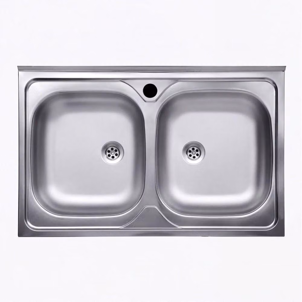 Lavello cucina acciaio appoggio 80x50 cm due vasche N214