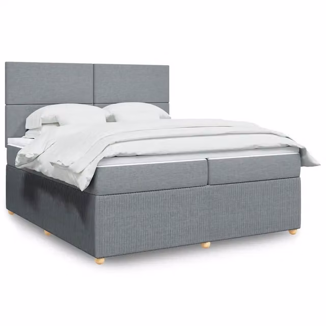 Letto Ibrido con Giroletto a Molle e Materasso vidaXL Grigio Chiaro e Bianco 200 x 200 cm