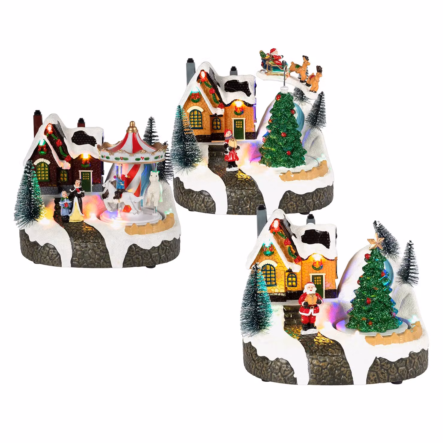 Vestiamo Casa Gran Natale Casetta Natalizia Innevata con Movimento, Musica e Luci LED Multicolor, Altezza: 14,5 cm – 1
