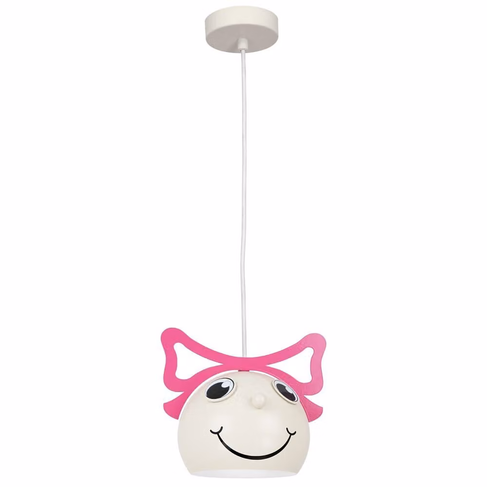 Lampada a sospensione Bambini color crema-rosa 1xE27x15W in metallo, dimensioni: 110x21,5x16,5 cm, IP20, Luminex