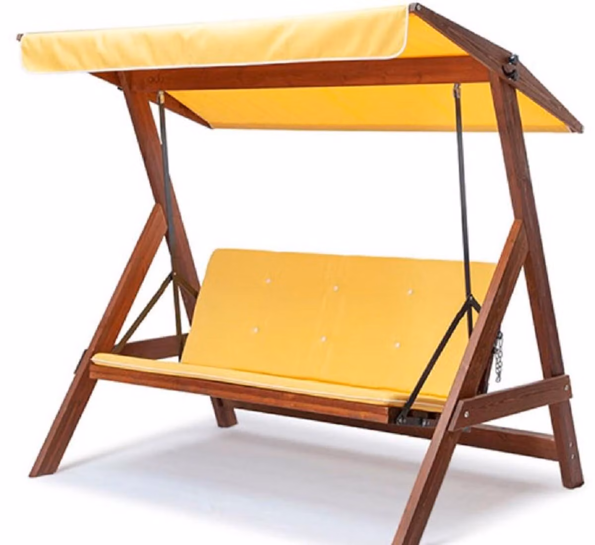 Casa Padrino Luxury Hollywood Swing Giallo / Marrone - Altalena da giardino in legno massiccio con tettuccio - Mobili da giardino - Mobili da giardino - Mobili da esterno - Mobili