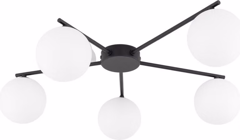 Plafoniera Metallo Vetro G9 Nero Bianco Paralume sferico Moderno