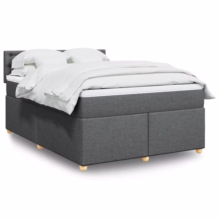 vidaXL Giroletto a Molle Ibrido con Materasso in Tessuto Grigio e Bianco L/P/H: 160 x 200 cm