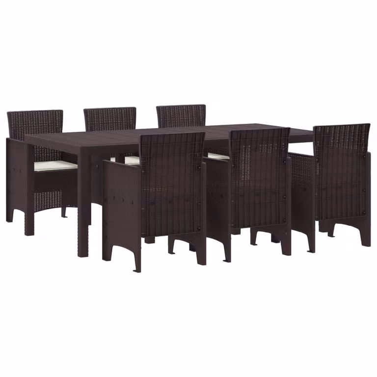 vidaXL Set da Pranzo per Giardino 7 pz Marrone Polipropilene