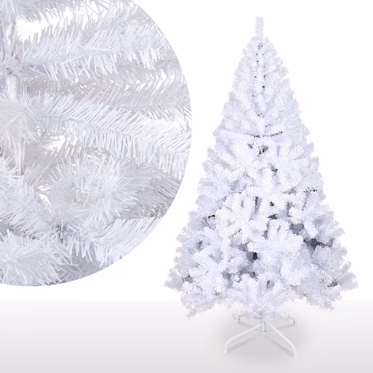 Jayseuw Albero di Natale Albero di Natale stand albero di Natale selezione floccaggio bianco 150cm