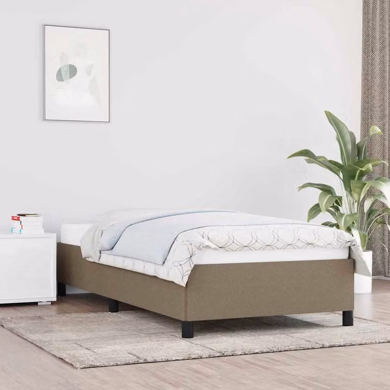 vidaXL Giroletto senza Materasso in Tessuto Tortora L/P/H: 90 x 190 cm