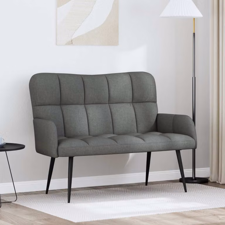 vidaXL Divano a 2 Posti Moderno in Tessuto Grigio L: 115 cm, P: 61 cm, H: 87 cm
