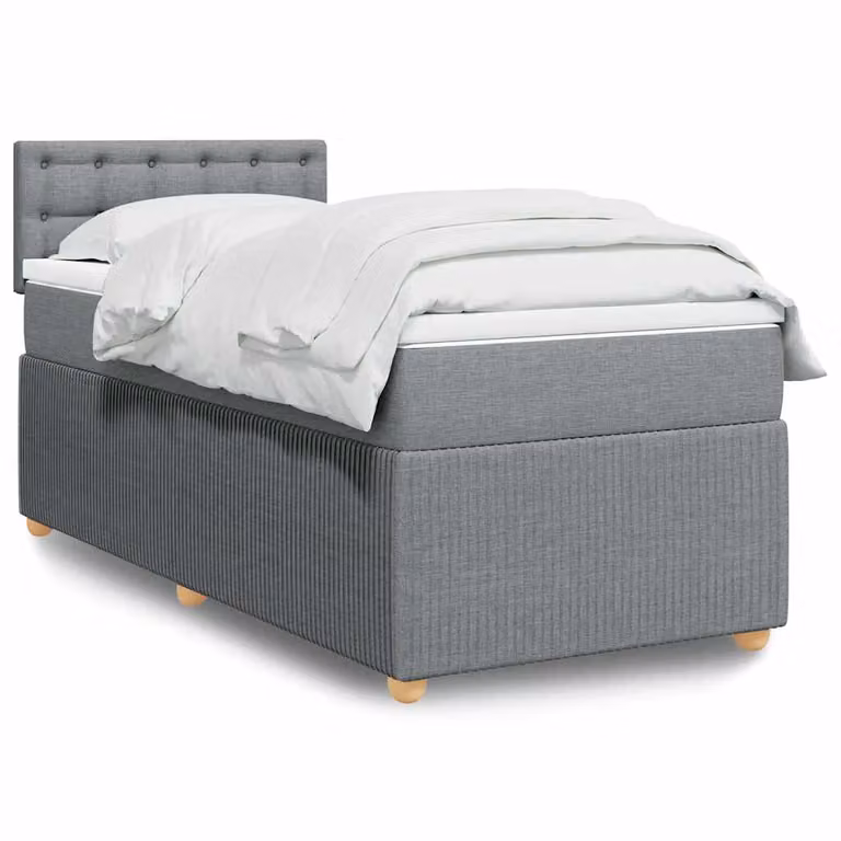 vidaXL Giroletto a Molle con Materasso Ibrido in Tessuto Grigio Chiaro e Bianco, L/P/H: 90 x 190 cm