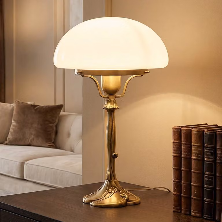 Berliner Messinglampen Lampada da tavolo KATHARINA, Bronzo / Ottone antico, Soggiorno / Sala da pranzo, Ottone, Antico, Lampada da tavolo