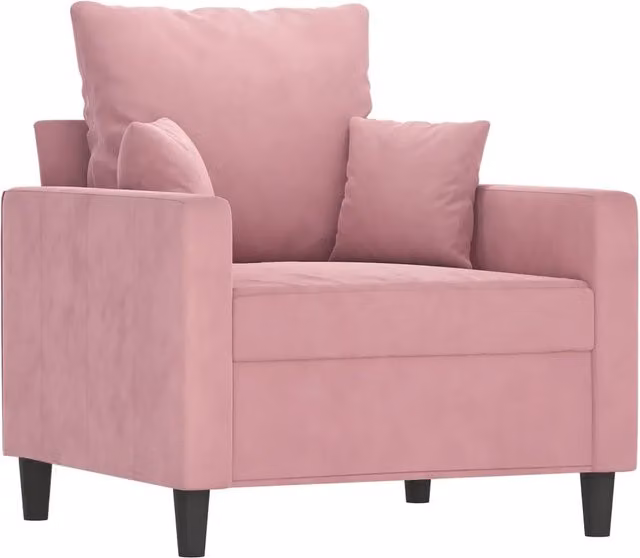 Poltrona Relax Moderna in Velluto Rosa con Braccioli e Struttura in Metallo