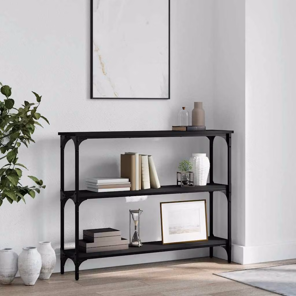 vidaXL Tavolino Consolle Nero in Legno Multistrato L: 100 cm, P: 22,5 cm, H: 75 cm