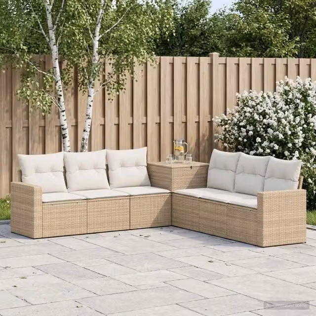 Set di divani 7 pz Beige e Bianco Crema 55 x 55 x 69 cm 3448788