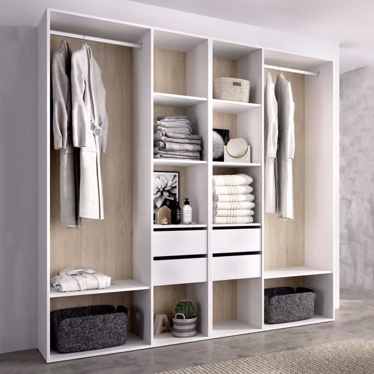Dmora Guardaroba Grande Mala 45x205h cm Bianco, Appendiabiti 12 Vani