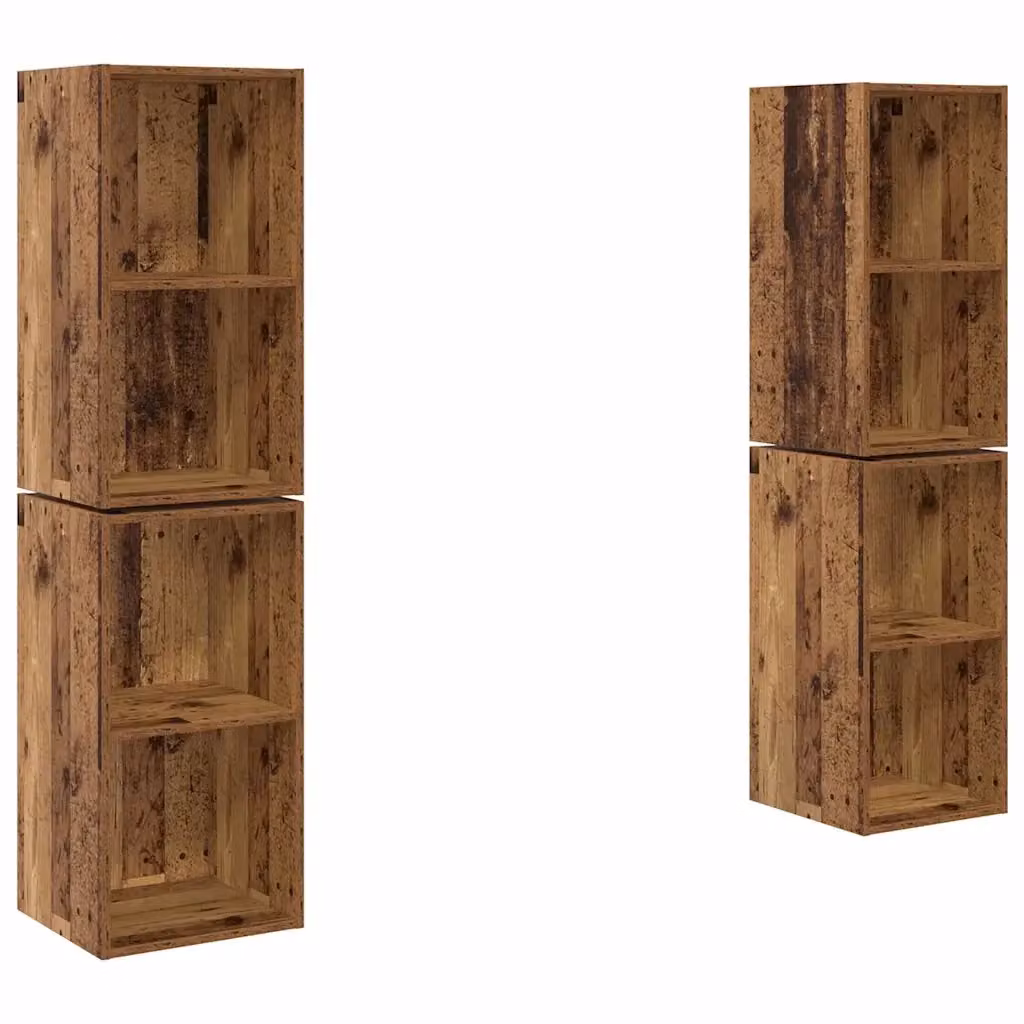 Set di 4 credenze per TV vidaXL in legno rovere color marrone stile rustico L/P/H: 37 x 37 x 72 cm – 2