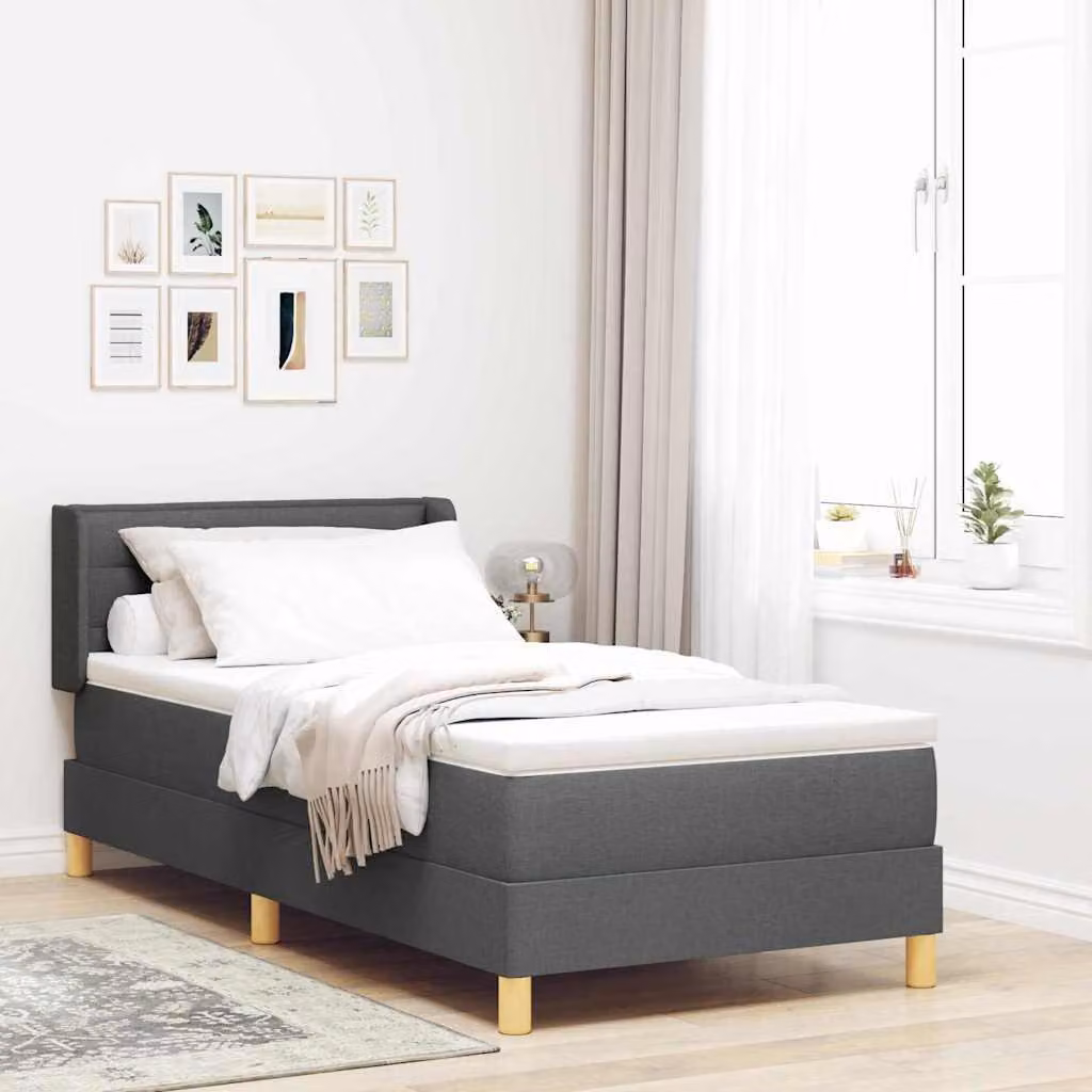 Maison Exclusive - Letto boxspring con materasso, grigio scuro, 190 x 90 cm, tessuto